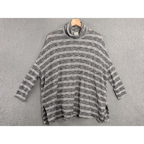 Anthropologie Postmark Mika Oversized Gray White Striped Turtleneck Size Small - Picture 1 of 9